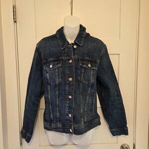 Old Navy Womens Denim Trucker Blue Jean Jacket Sz XL Front Pockets Medium Wash